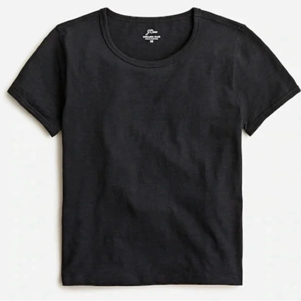 J Crew 90's Cropped Organic Slub Cotton T-Shirt Black M NWT